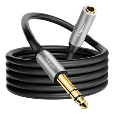 Togconn 1/4 inch Extension Cable 1 Foot, 6.35mm 1/4" TRS Male 1 Feet, Black