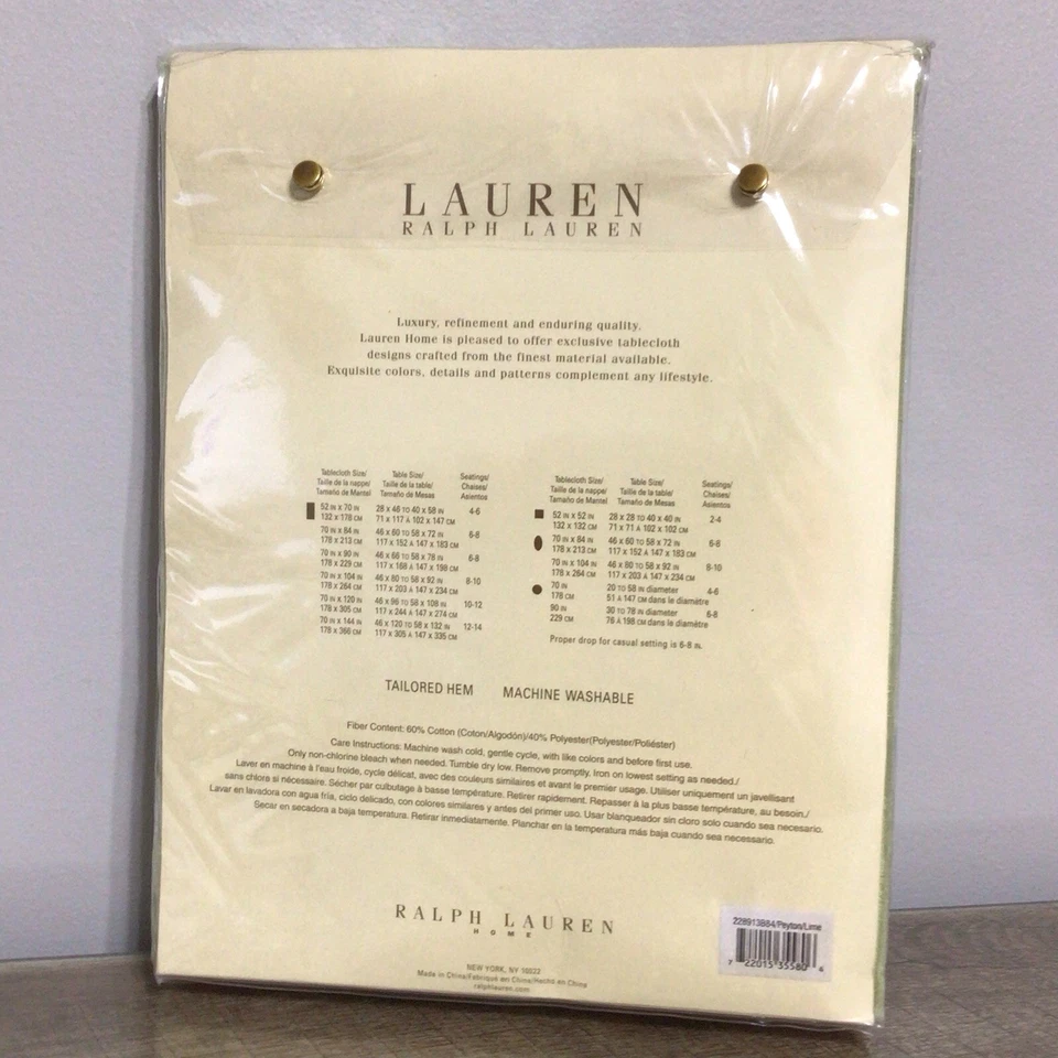 NUEVO Mantel Lauren Ralph Lauren Peyton Lima 70x84 Oblongo Foto 4 de 4