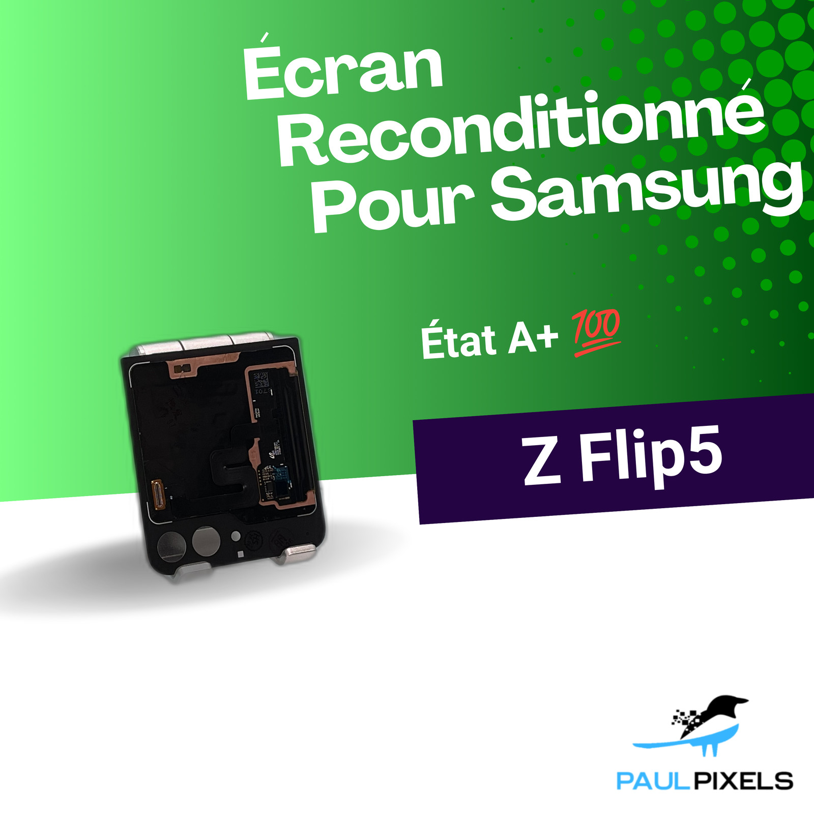 Écran Display OLED Remplacement Pour Samsung Galaxy Z Flip5 Reconditionné ✅