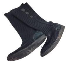 UGG Classic Cardy 5819 Boots Knit 3 Button Black Suede Women's Size 9
