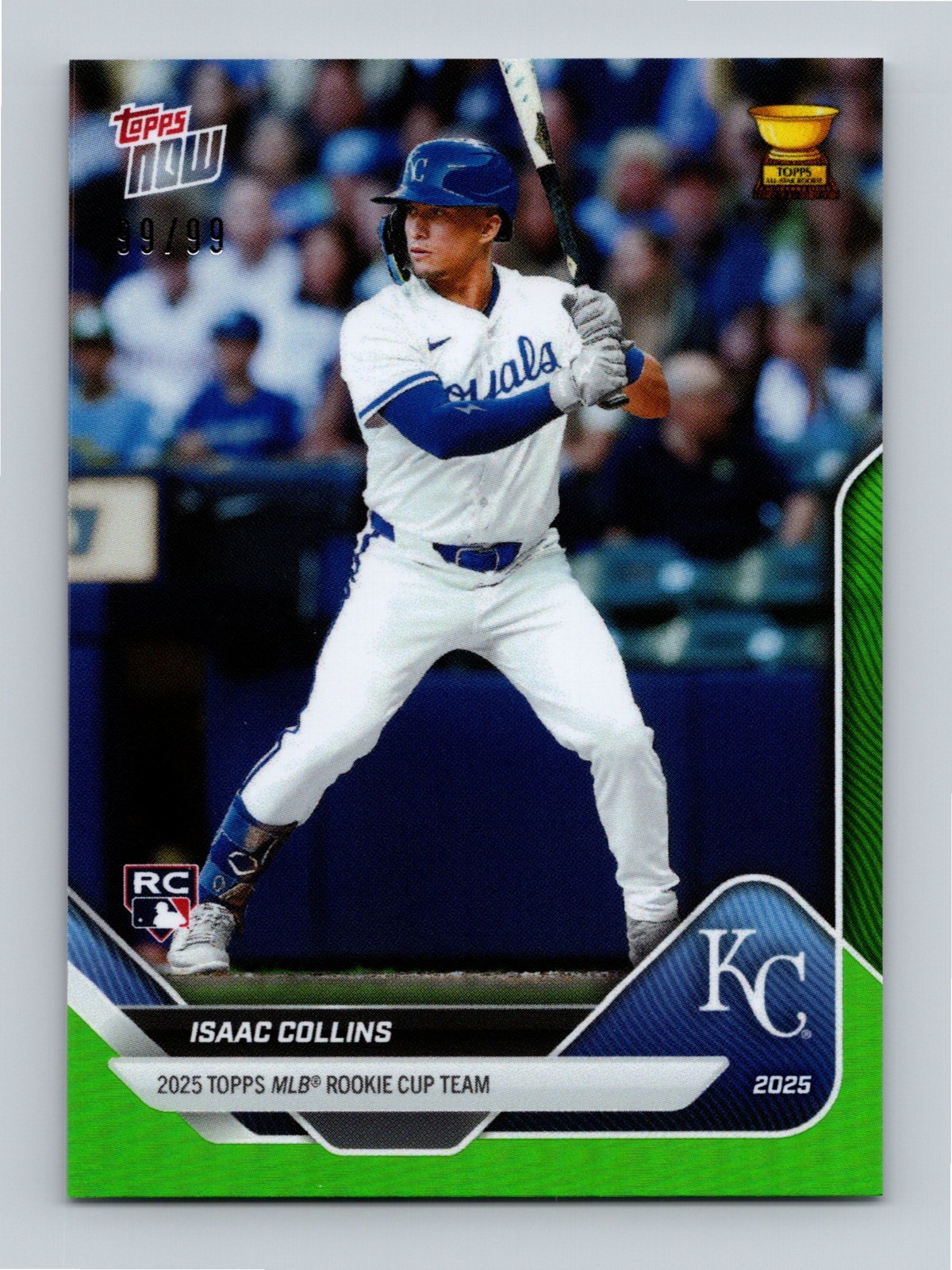 Isaac Collins 2025 Topps Now Rookie Cup Green Foil 99/99 #RC-6 RC NM-MT