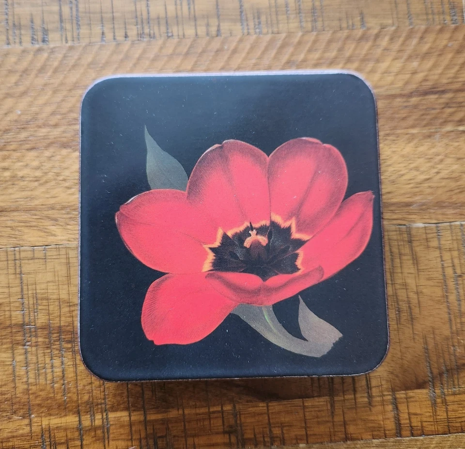 Vintage Pimpernell Cork Coasters With Red Tulips Set Of 6 - Image 2 of 4