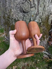 Decorative Teak Wood Goblets Barware guy gift mancave