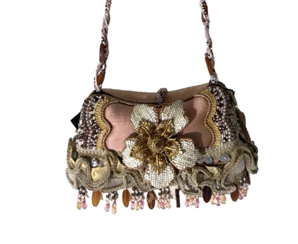 Bolso de hombro rígido vintage Mary Frances Gypsy Evening Foto 3 de 4