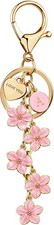 Flower Black White Pink Bag Charm Keychain for Purse Handbag Cute Keyring