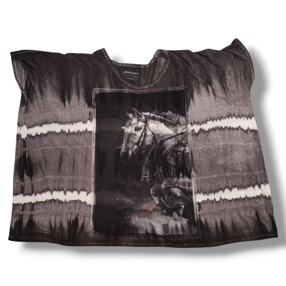 AllSaints Spitalfields Oversized Horse Graphic Tee M Cotton Modal Tie Dye Top - Image 3 of 4
