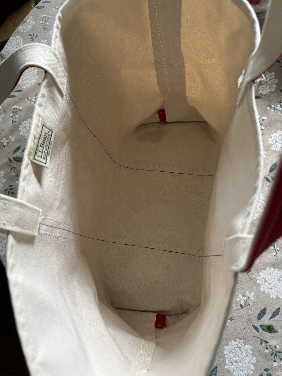 Vintage 90s LL Bean Boat & Tote Canvas Bag XL Red & White NWT Made