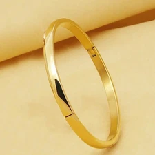 2Pc 14k Gold Filled Over Sterling Silver Womens 7" Italian Opening Bracelets