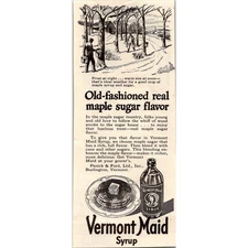 Vermont Maid Syrup Old Fashioned Real Maple Sugar 1940s WWII Era Ad SAH7-6