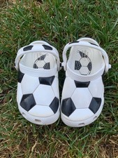 Kids White Black Soccer Crocs Clog Sandals Children size 9