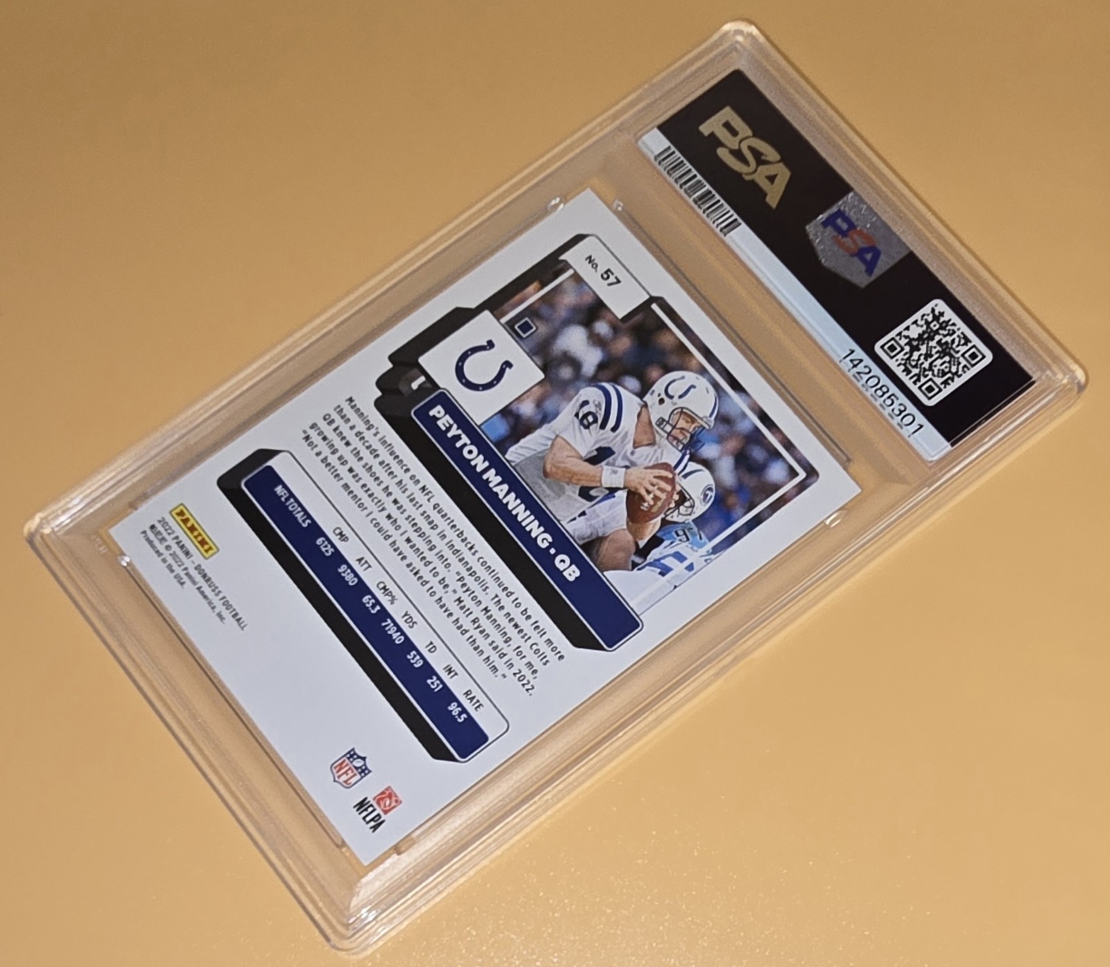 Peyton Manning PSA 10 Low Pop 2022 Panini Donruss 57 Indianapolis Colts NFL Card view 11