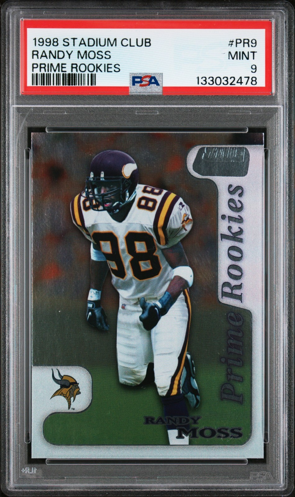 1998 Topps Stadium Club Randy Moss #PR9 Prime Rookies RC Graded PSA 9 MINT