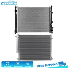 Aluminum Radiator And A/C Condenser For 2016 2017 2018 2019 Honda Civic 2.0L l4