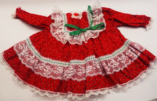 Vintage Bryan Girls Baby Christmas Dress Red Floral Lace Ruffles 3-6 Months BINO