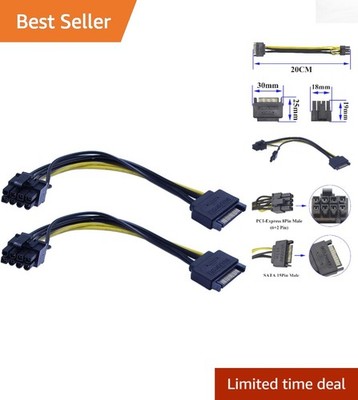 Reliable 15-Pin SATA Male to 8-Pin PCI-E Female Power Cable - Tangle-Free Design