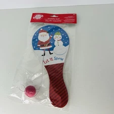 Christmas House Paddle Ball Game Santa And Snowman Hand Toy 2021 New Sealed