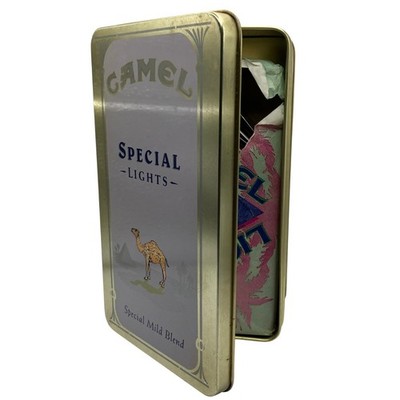 VTG 90s Camel Special Lights Metal Tin with Matches - 35-40 Books of Matches