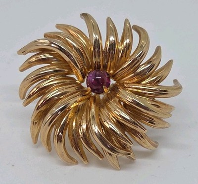 Vintage 1963 Christian Dior Grosse Germany Flower Amethyst Brooch Pin