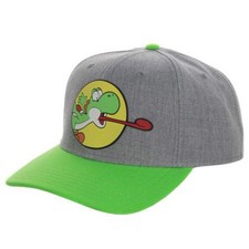 Bioworld Super Mario Yoshi Tongue Green Precurve Snapback Hat NEW