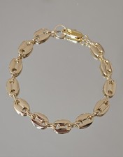 Gold Bracelet Coffee Bean Link Chain Vintage Gold New Marine Large Link 11 x 7mm