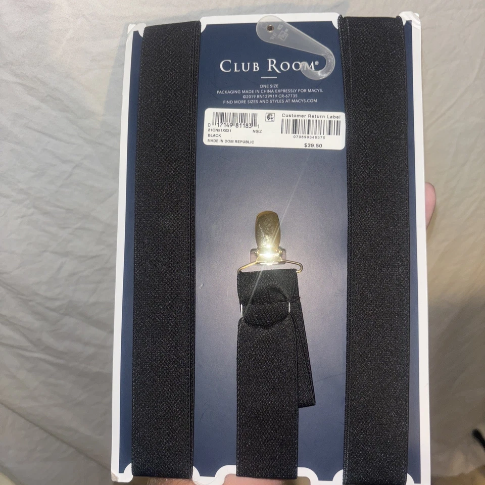 $75 Club Room Hombres Negro Vestido Clip Extremo 32mm Ancho Tirantes Ajustables Foto 2 de 2