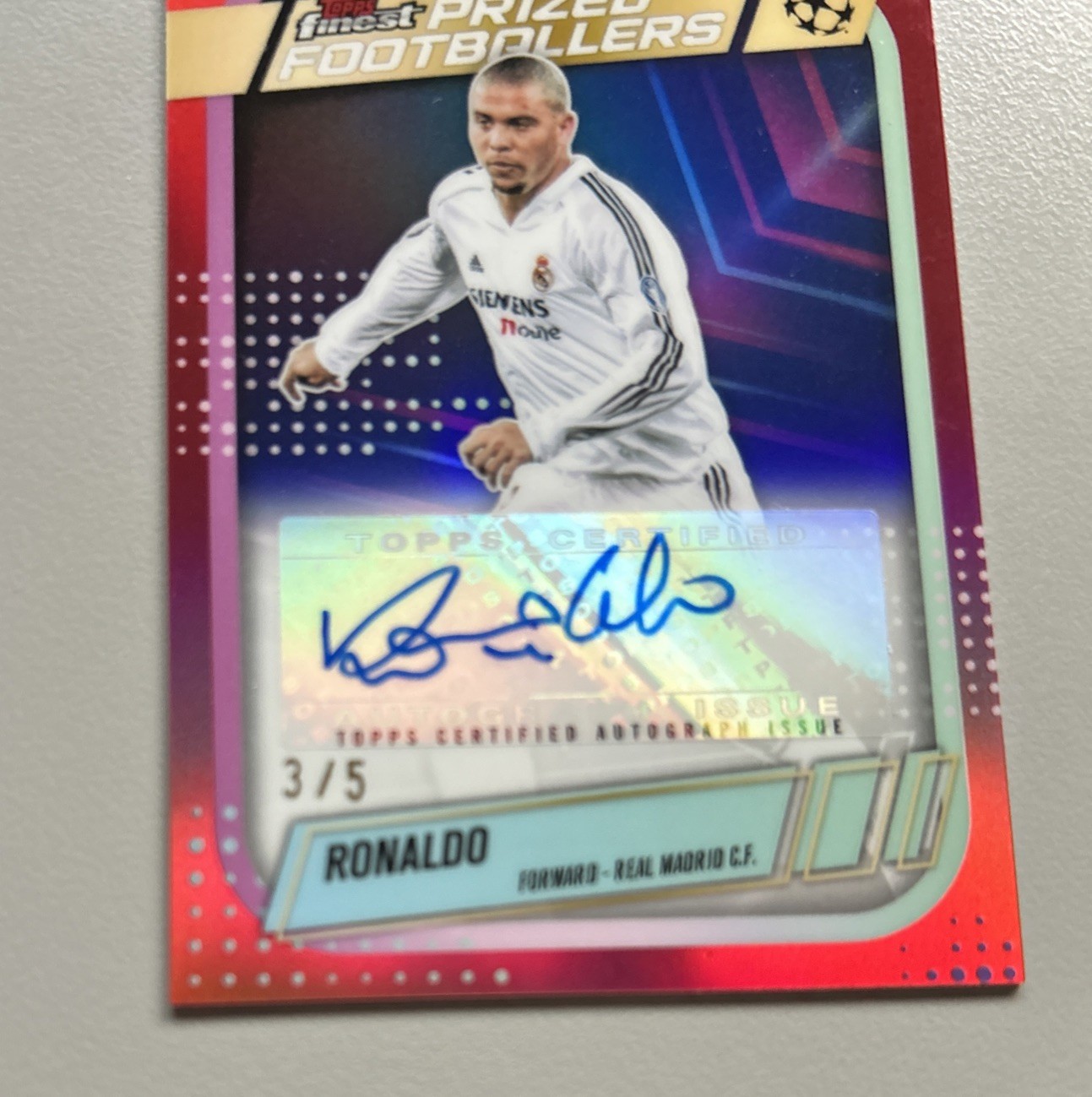 2025-2026 Topps Finest Soccer Ronaldo Prized Footballers Real Madrid /5 Auto! view 2