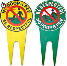 No Pooping Dog Signs for Yard,2 Piece Aluminum Double-Sided Printing 12 X 6In No