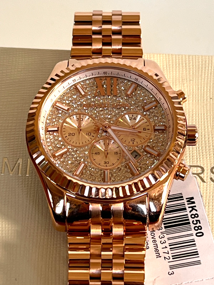 MICHAEL KORS MK8580 Lexington Crystal Pave Rose Gold-Tone Men's