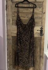 PRETTYLITTLETHING Tiger Print Devore Cowl Neck Mini Dress Size 26