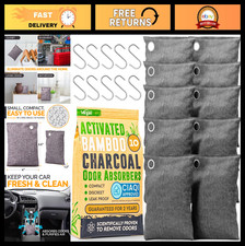 Activated Charcoal Odor Absorbers - 10 Bags for Home, Car, Closet, Shoe, Basemen