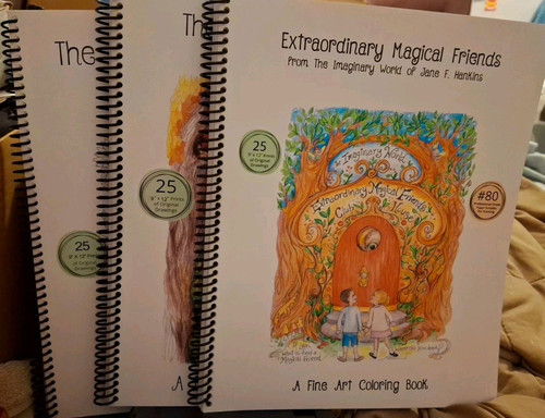 3 From Jane F Hankins. Imaginary World Coloring Books. 2 Brand New-1 Has 23/25 - Picture 1 of 9