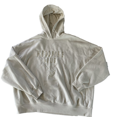 Stranger Things Hellfire Club Hoodie Womens L White Cropped Netflix Sweatshirt