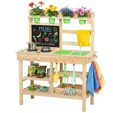 AIYAPLAY Wooden Kids Mud Kitchen with Kitchenware & Garden Tools