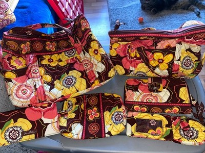 7pc Vera Bradley Buttercup Tote Coin Jewelry Makeup Ck Book Wallet
