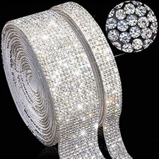 2 Rolls 6 Yards Bling Crystal Self Adhesive Rhinestone Sheets DIY Deco