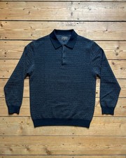 Beams Plus Long Sleeve Jacquard Knit Polo Charcoal Grey Size L (Fits UK M) Japan