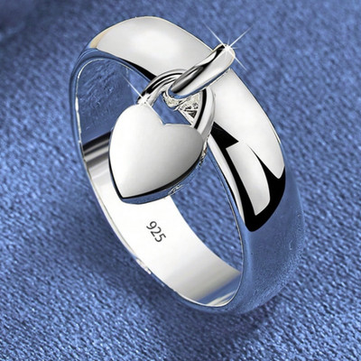hochwertiger eleganter Sterling Silber 925 Ring mit Herzanhänger für Damen