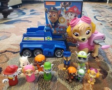 Paw Patrol Lot Of 13. Chase Truck, Large Sky W Jetpack, Dvd, Mini Figurines