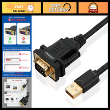 USB to RS232 Serial Adapter Cable, FTDI Chip, USB 2.0 to DB9 Connector, 6ft, Win
