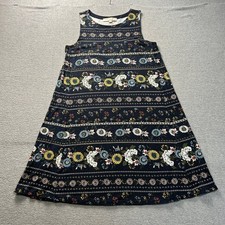 LOFT Sleeveless Swing Dress Petite Medium Floral Navy Blue A-Line Knee Length