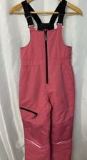 Swiss Tech Girls Insulated Snow Bib Pants Zip Front L 10-12 Pink/Black