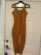 Womens Girlfriend Collection sz M gold one piece yoga jumper 422