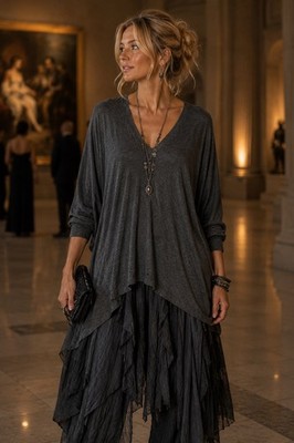Bryn Walker Women s S Gray Knit Tunic Oversized Minimalist Lagonlook Art Wear