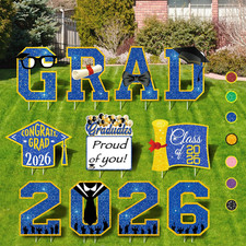Graduation Decorations 2026 Blue and Gold, 11 Pcs Graduation Yard Signs Class of