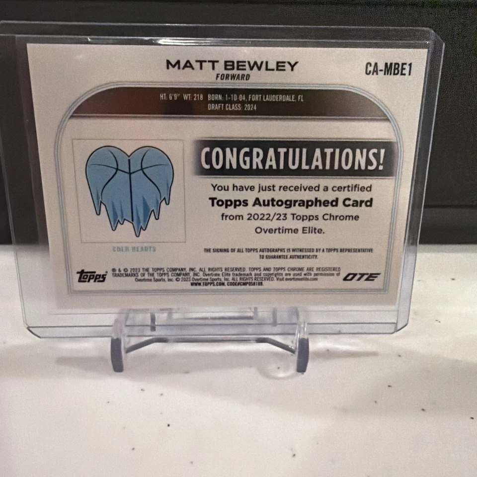 MATT BEWLEY 22/23 Topps Chrome OTE Overtime Elite SP Border Auto / 99 - Image 2 of 2