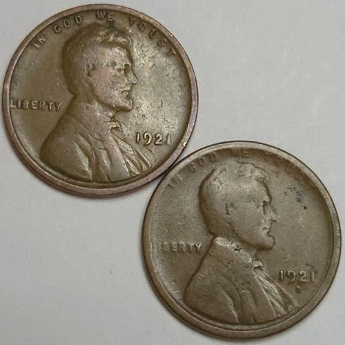 1921-P 1921-S Lincoln Wheat Cent Set (Lot#1)