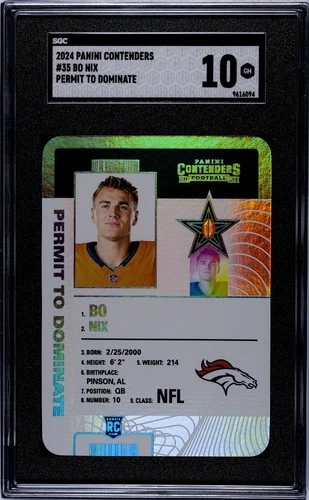 2024 Contenders Bo Nix Denver Broncos Permit To Dominate PSA 10 POP 1 case hit!