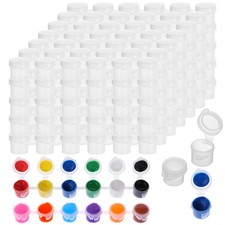 100 Strips 600 Pots Empty Paint Pots Lids Mini Clear 3ml 0.1 oz Plastic Cup
