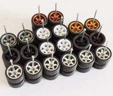 1/64 Scale Wheels Rubber Tires 10 Car Sets Real Riders fits Hot Wheels 4