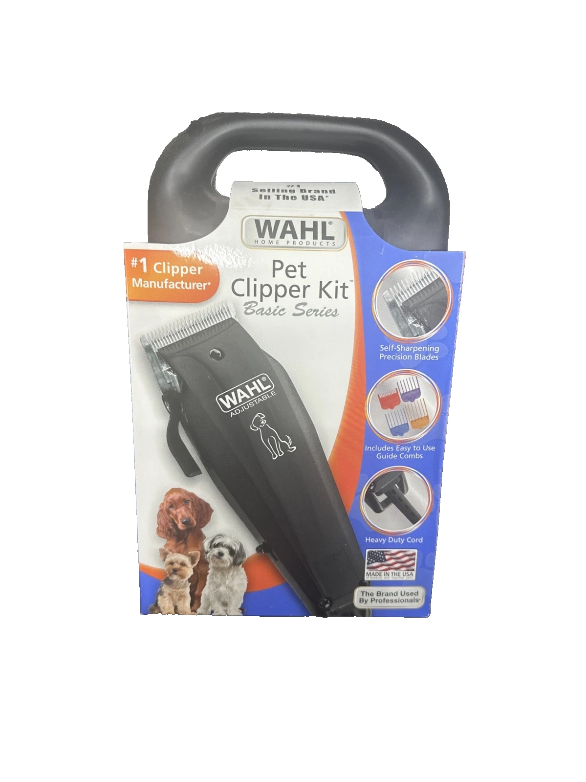Wahl Pet Clipper Corded Dog Home Hair Grooming Kit 10Pc Black Self Sharpening